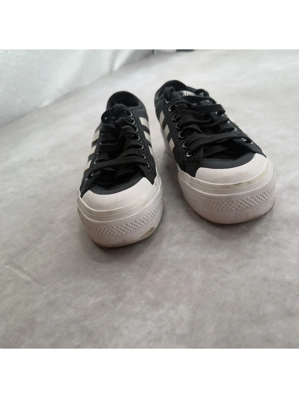 Adidas Nizza Black White Canvas Platform Sneakers Chunky Shoes Size 8